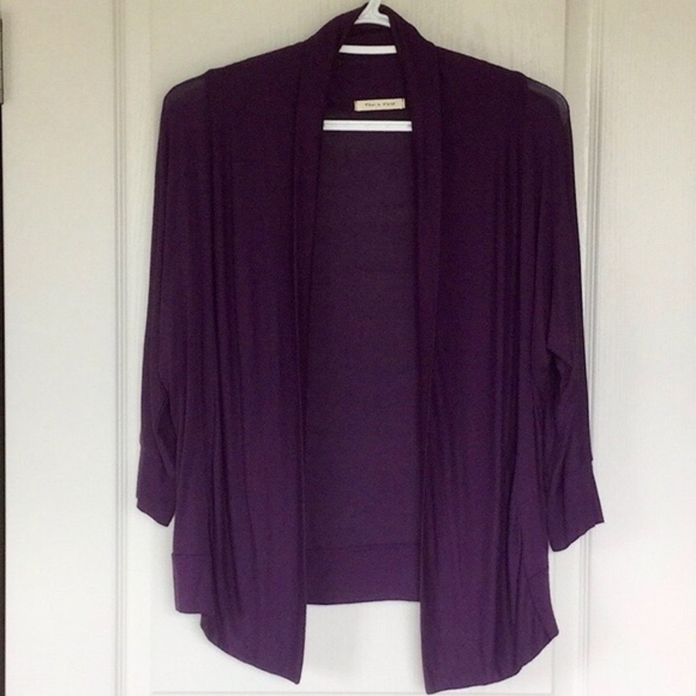 tea n rose - Open Front Cardigan - Purple